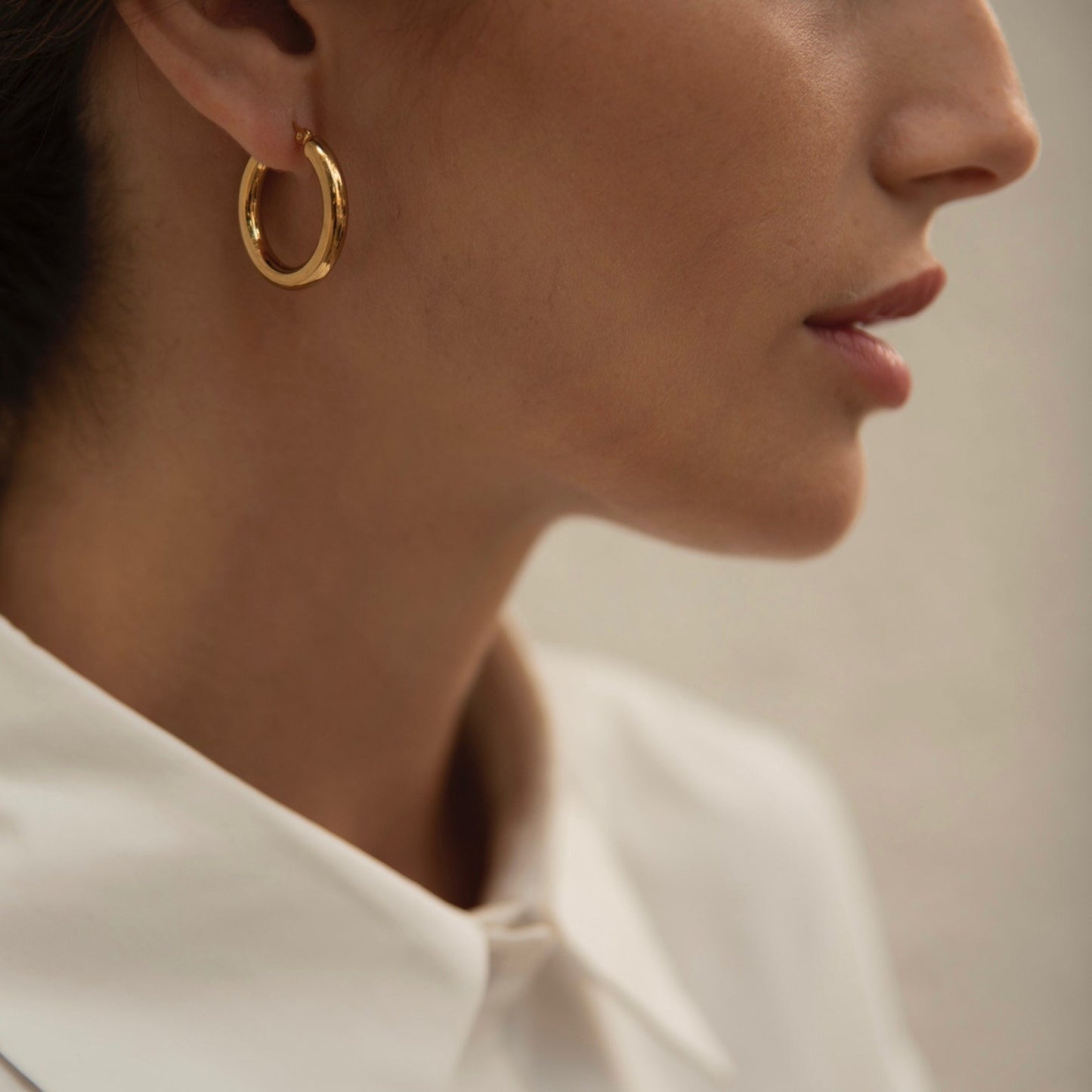 Gold Oval Earrings
