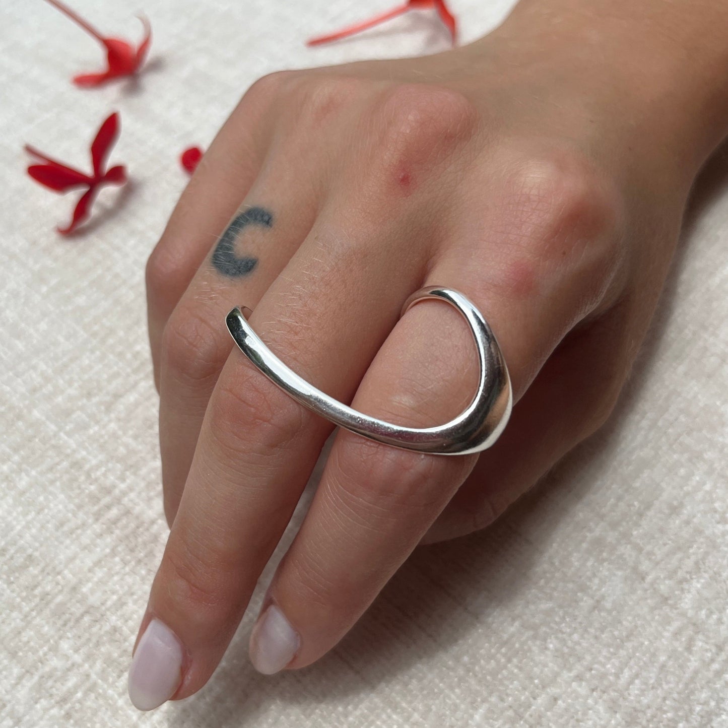 Women's Two Finger Silver Ring
