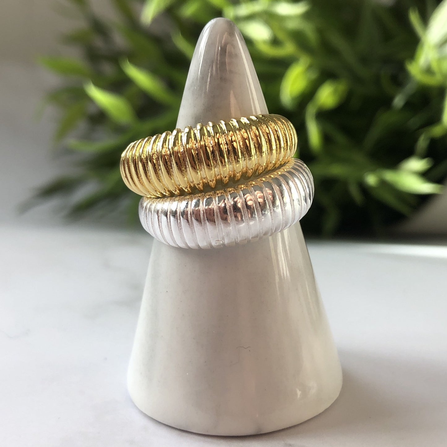 Silver and Gold Chunky Dainty Ring