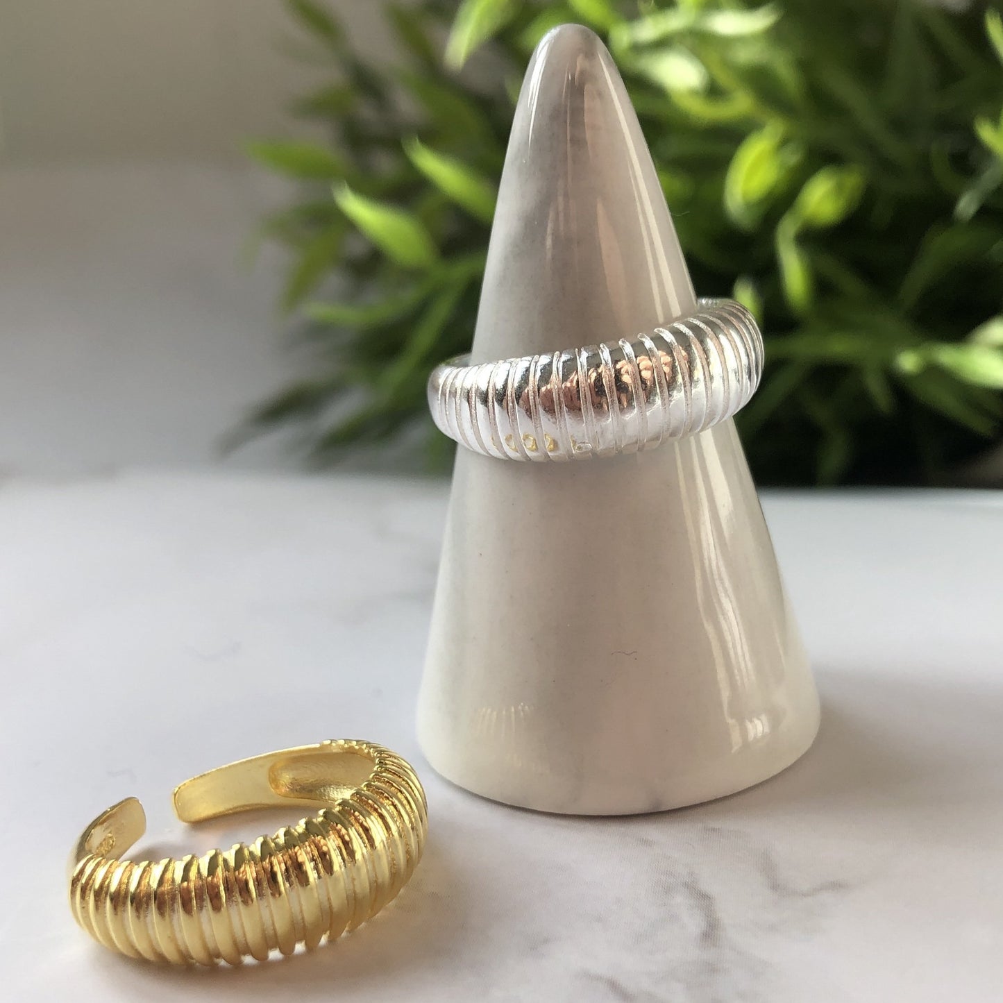 Silver and Gold Chunky Dainty Ring
