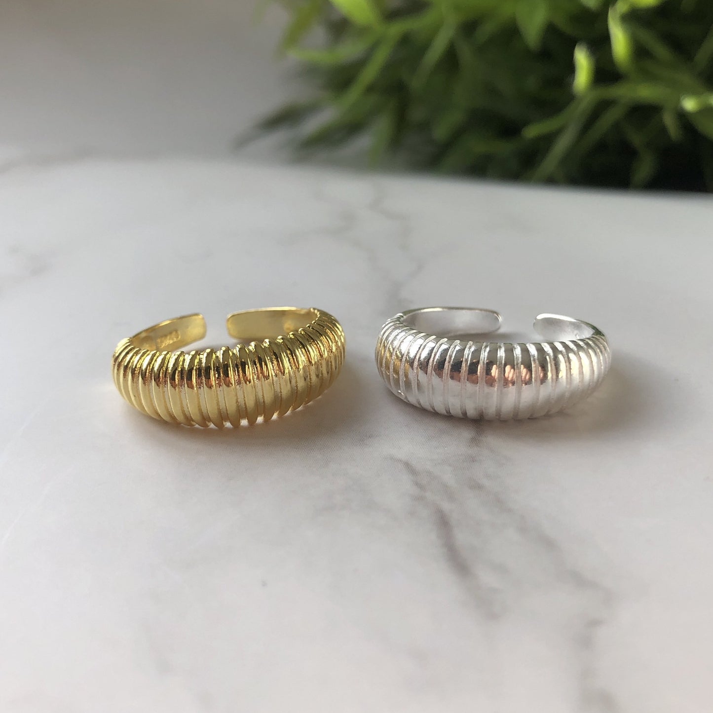 Silver and Gold Chunky Dainty Ring