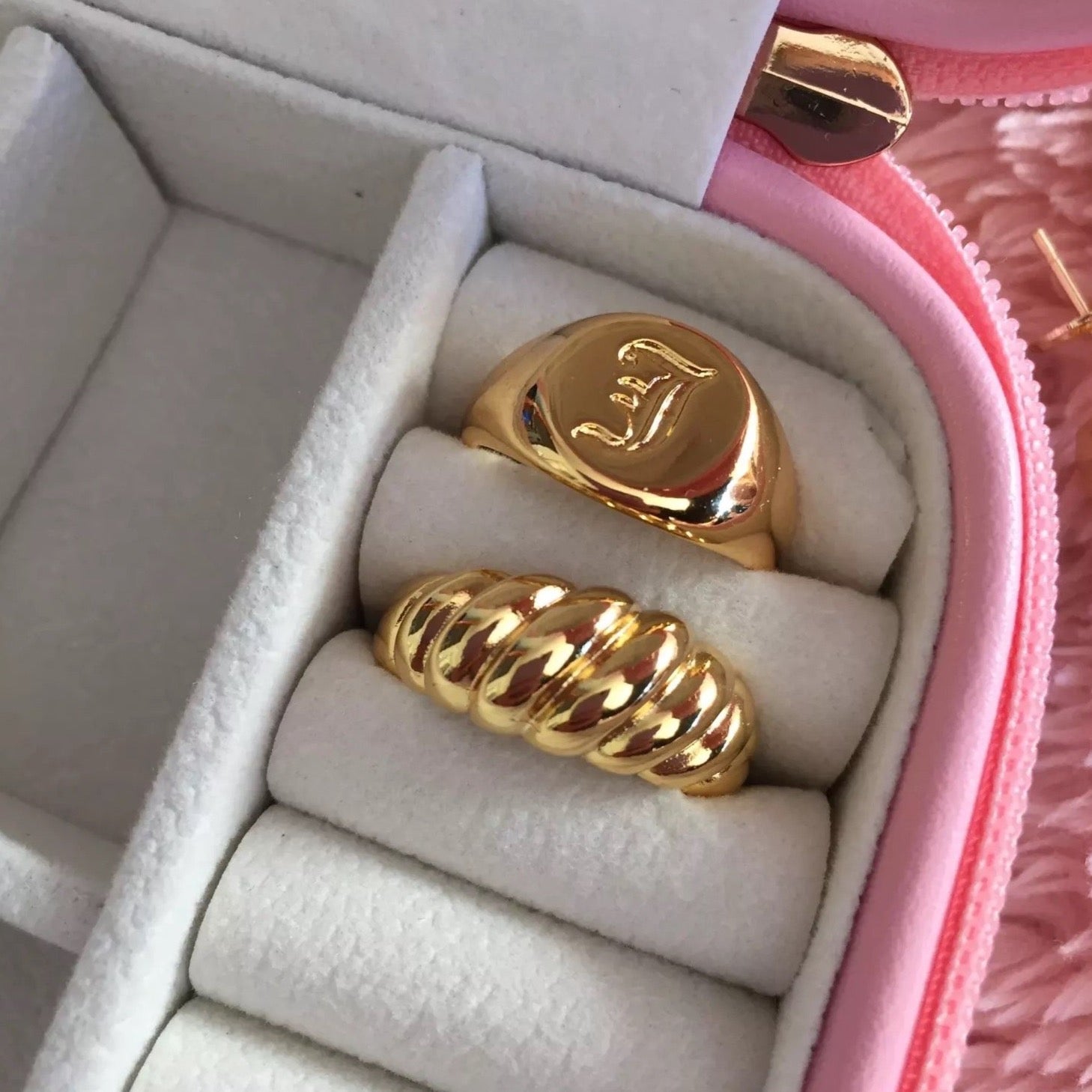 18k Gold Thick Chunky Croissant Liquid Metal Dainty Ring for Women