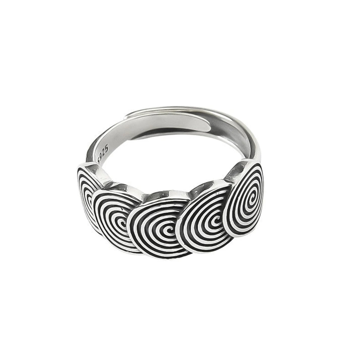 Circular Wide Band Silver Ring