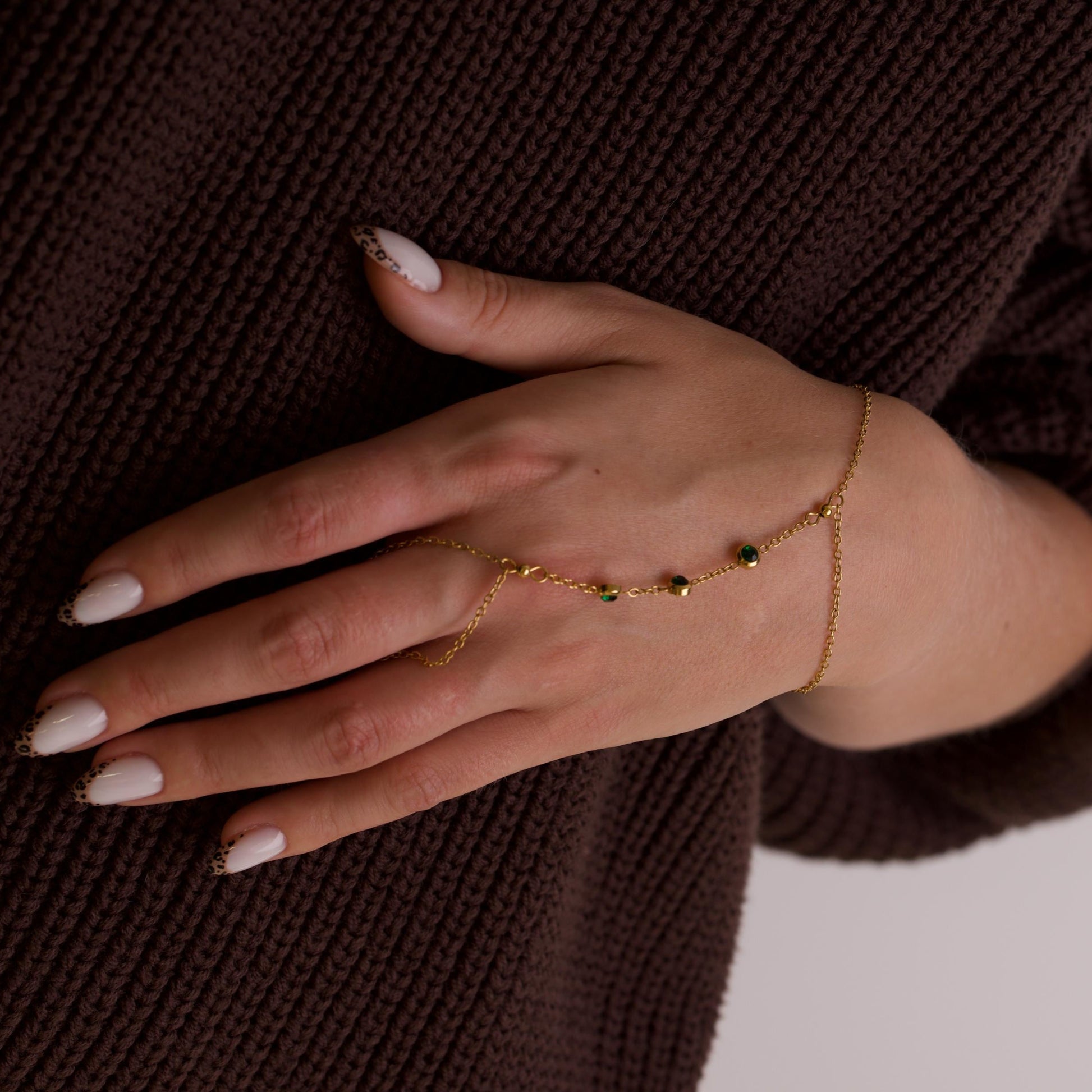 18k Gold Chain Ring Bracelet