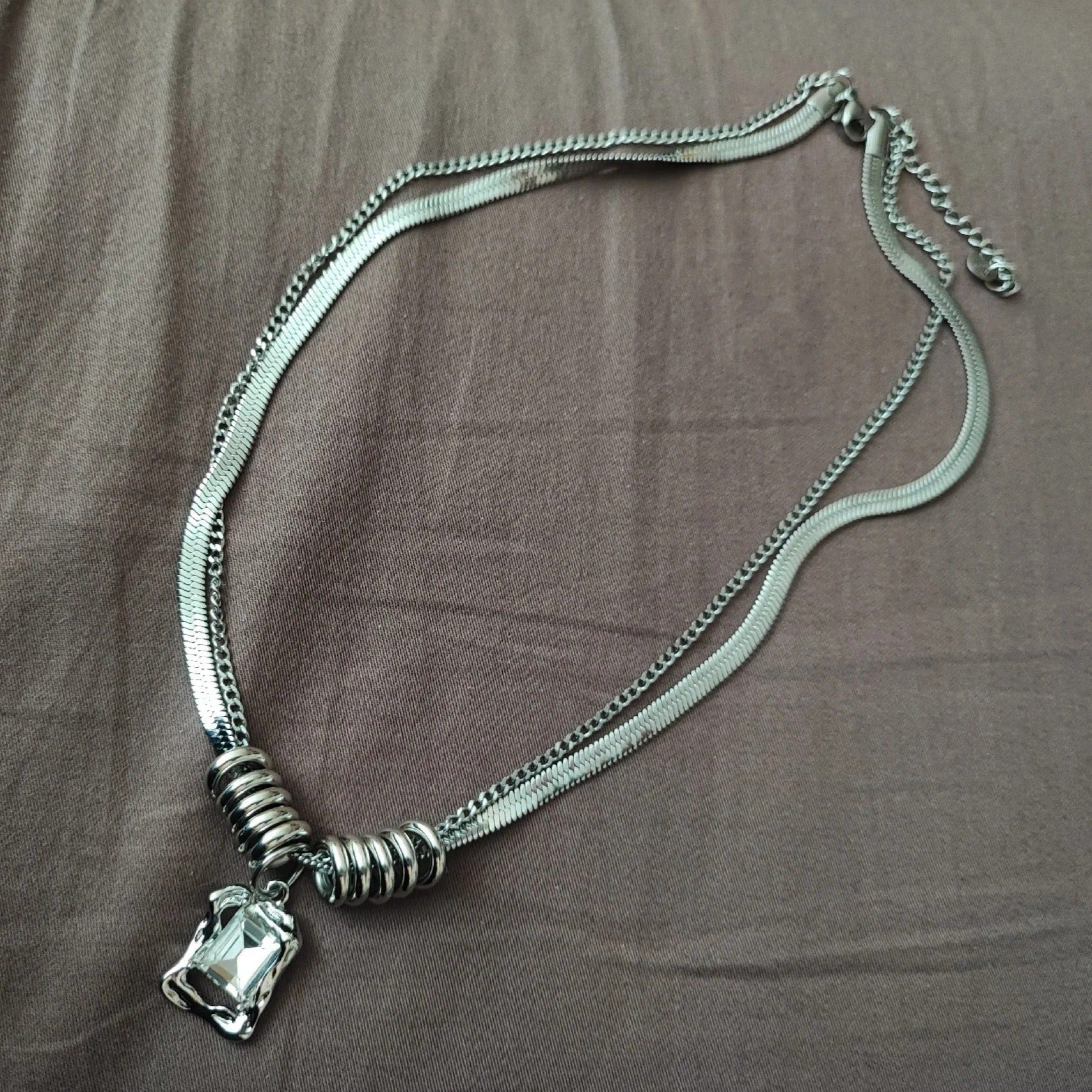 Onyx Gemstone Silver Necklace 