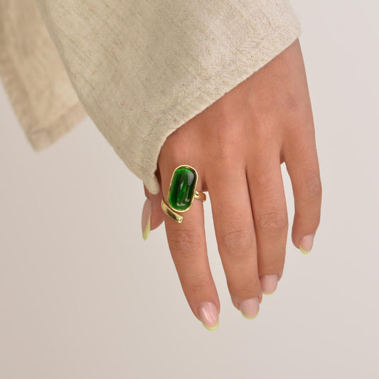 Aurora Green Emerald Ring