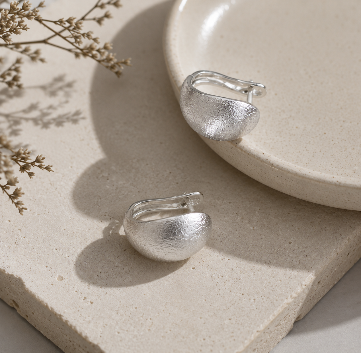 Brushed Finish Sterling Silver Earrings