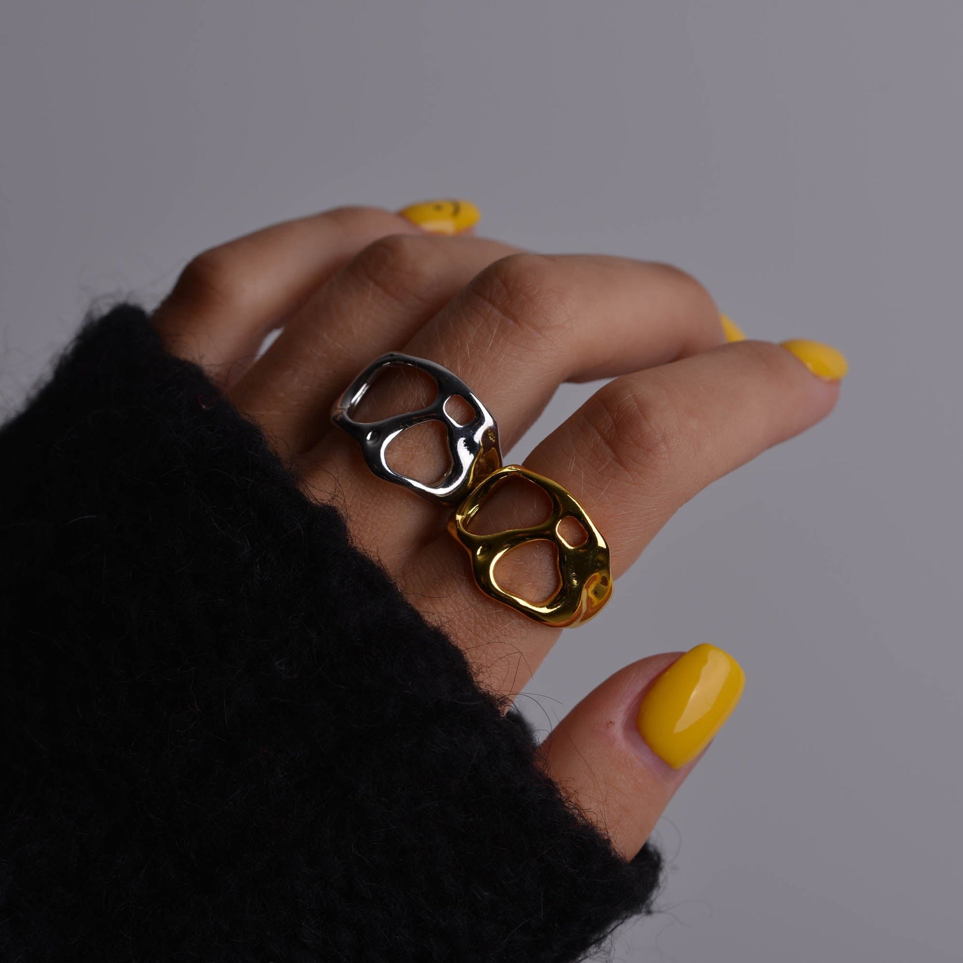 Silver and Gold Geometric Rings