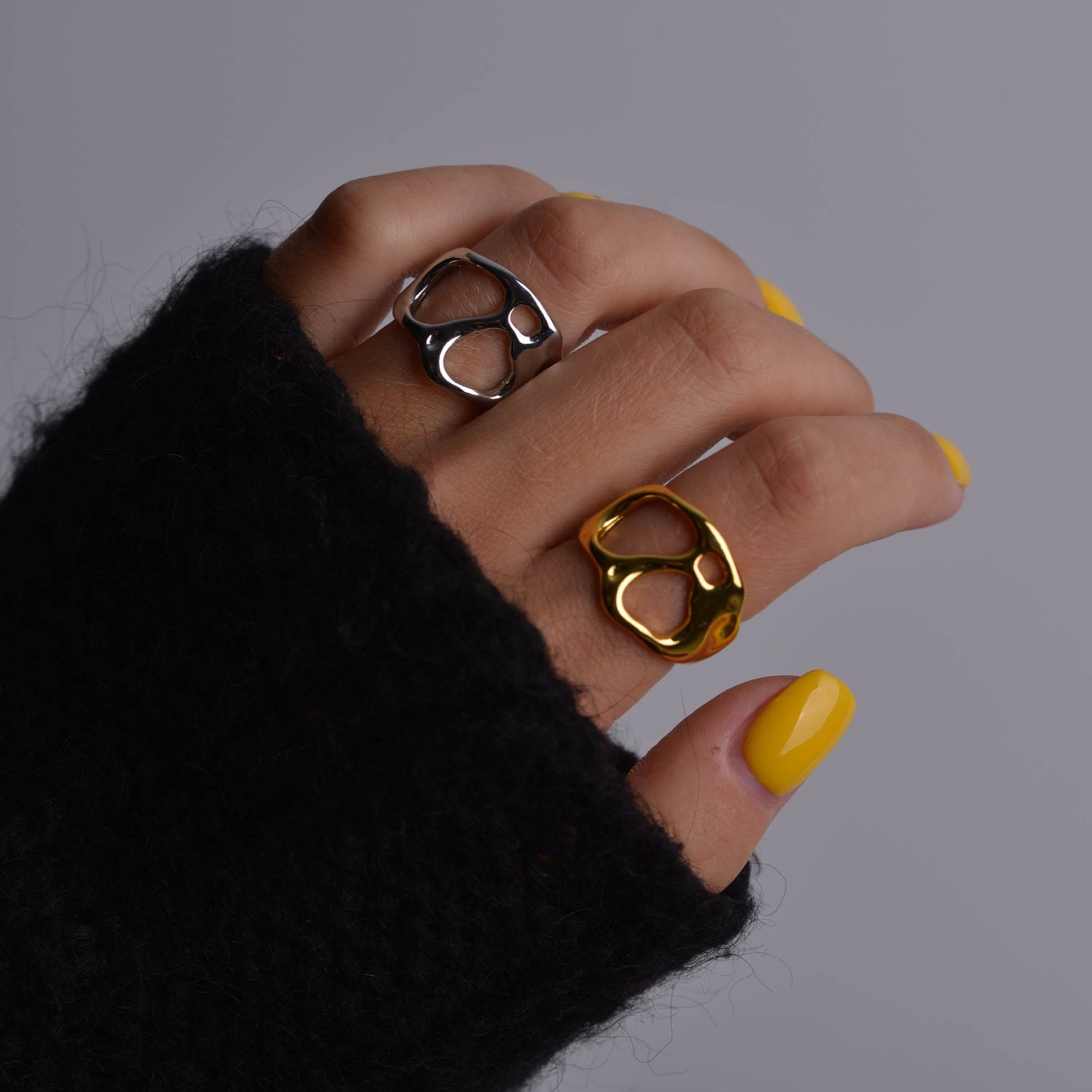 Silver and Gold Geometric Rings