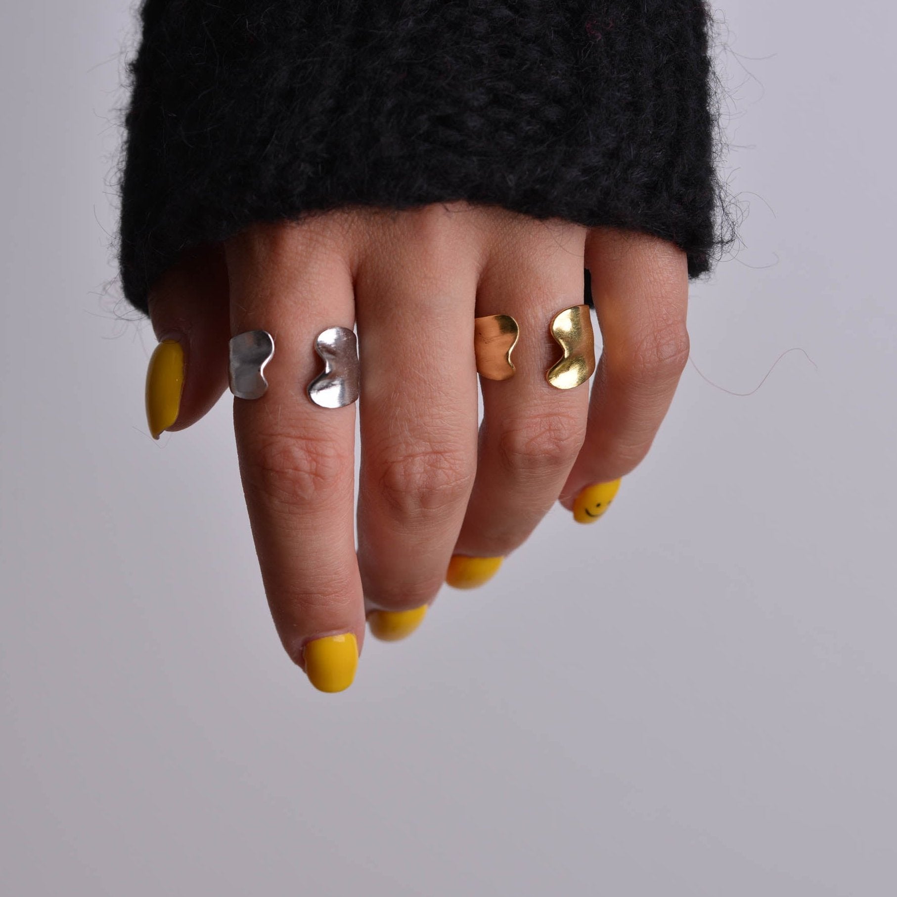 Chunky Silver and Gold Adjustable Rings