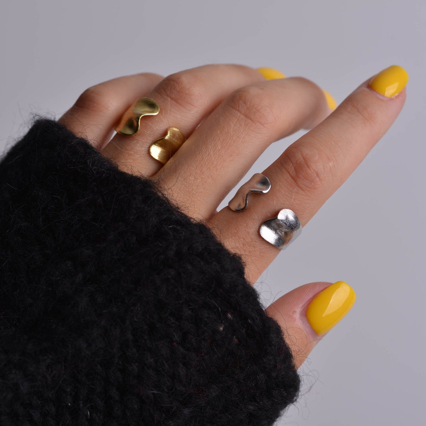 Chunky Silver and Gold Adjustable Rings