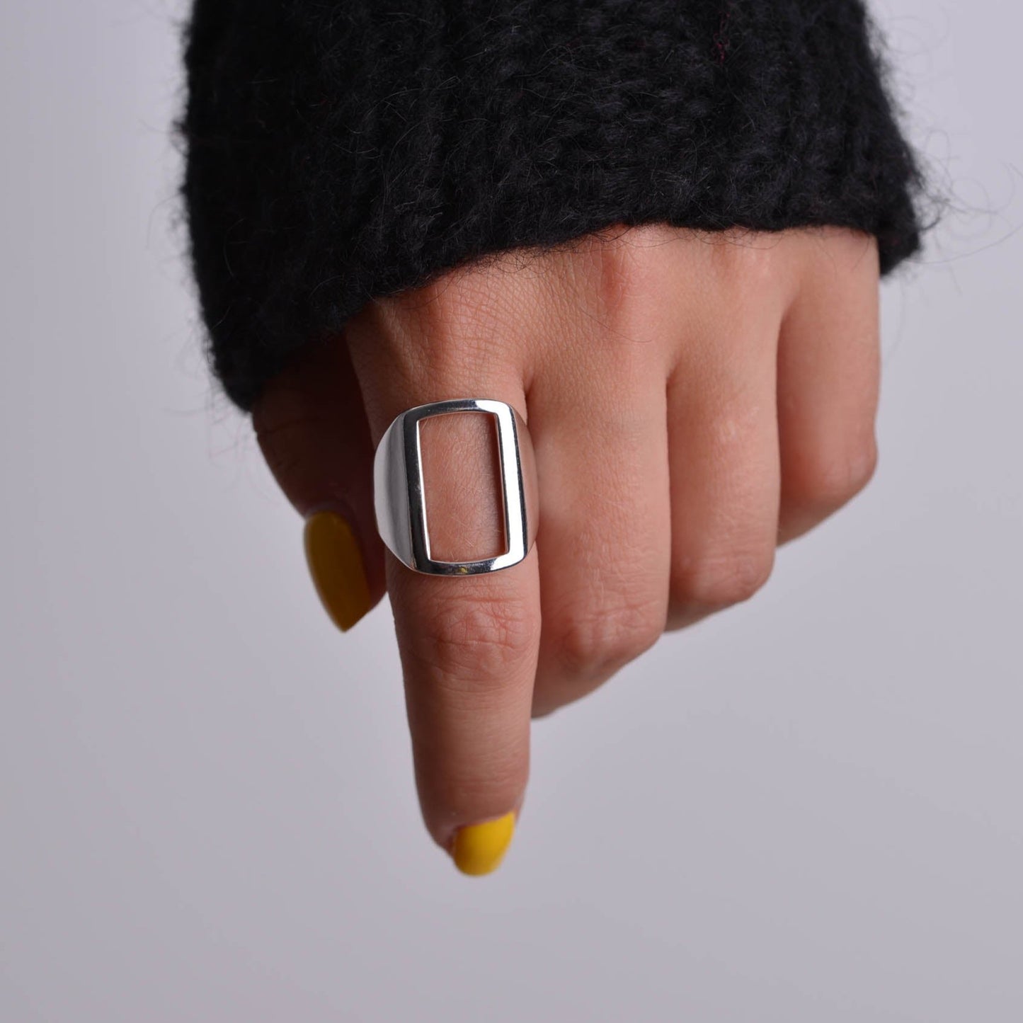 chunky hole silver ring