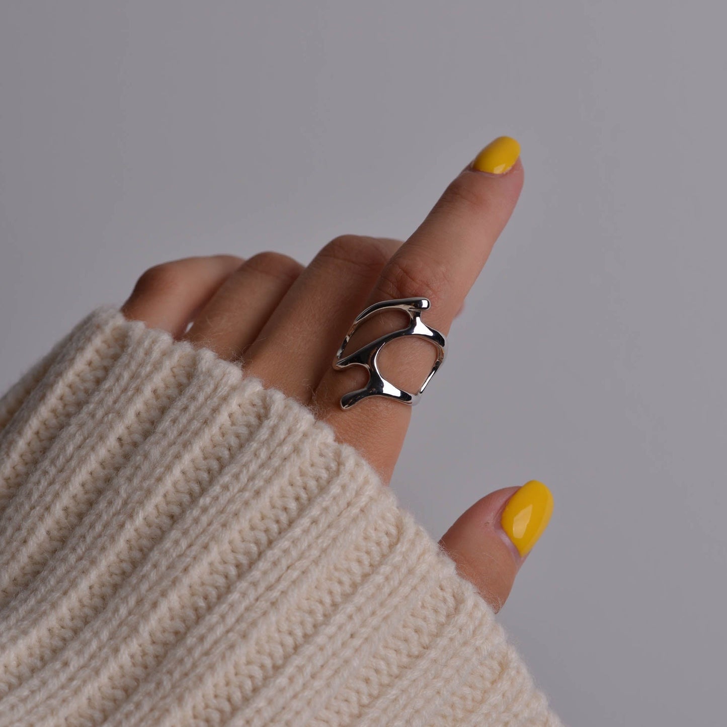 Chunky Geometric Silver and Gold Rings