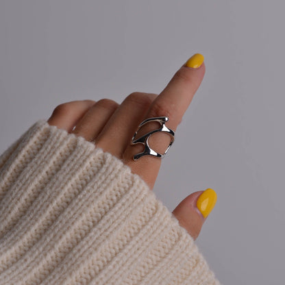 Chunky Geometric Silver and Gold Rings