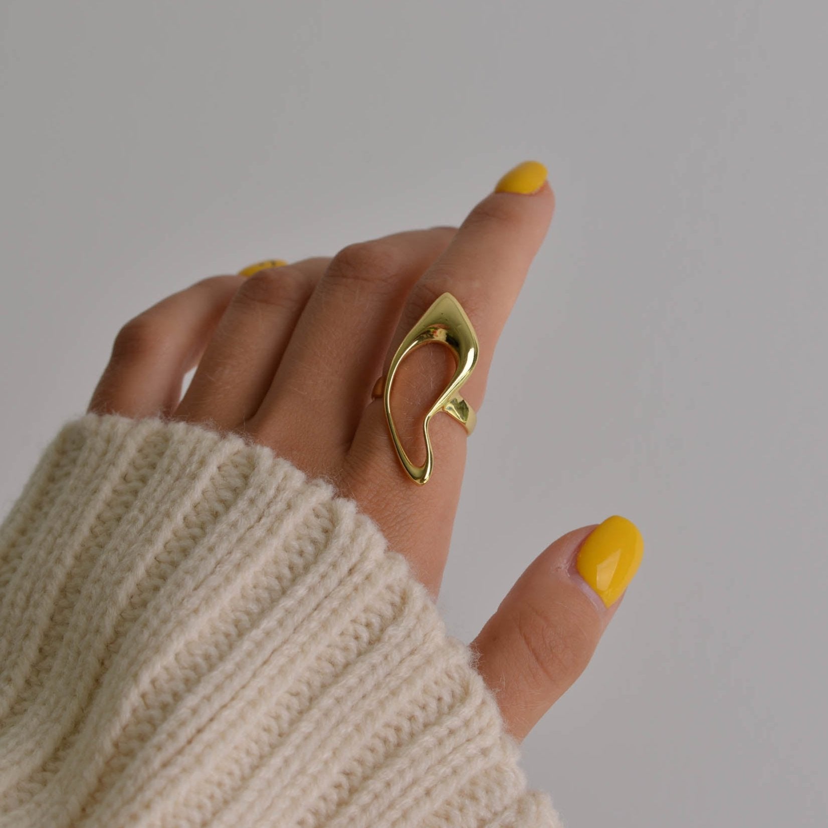 Gold and Silver Irregular Chunky Liquid Geometric Rings for Women