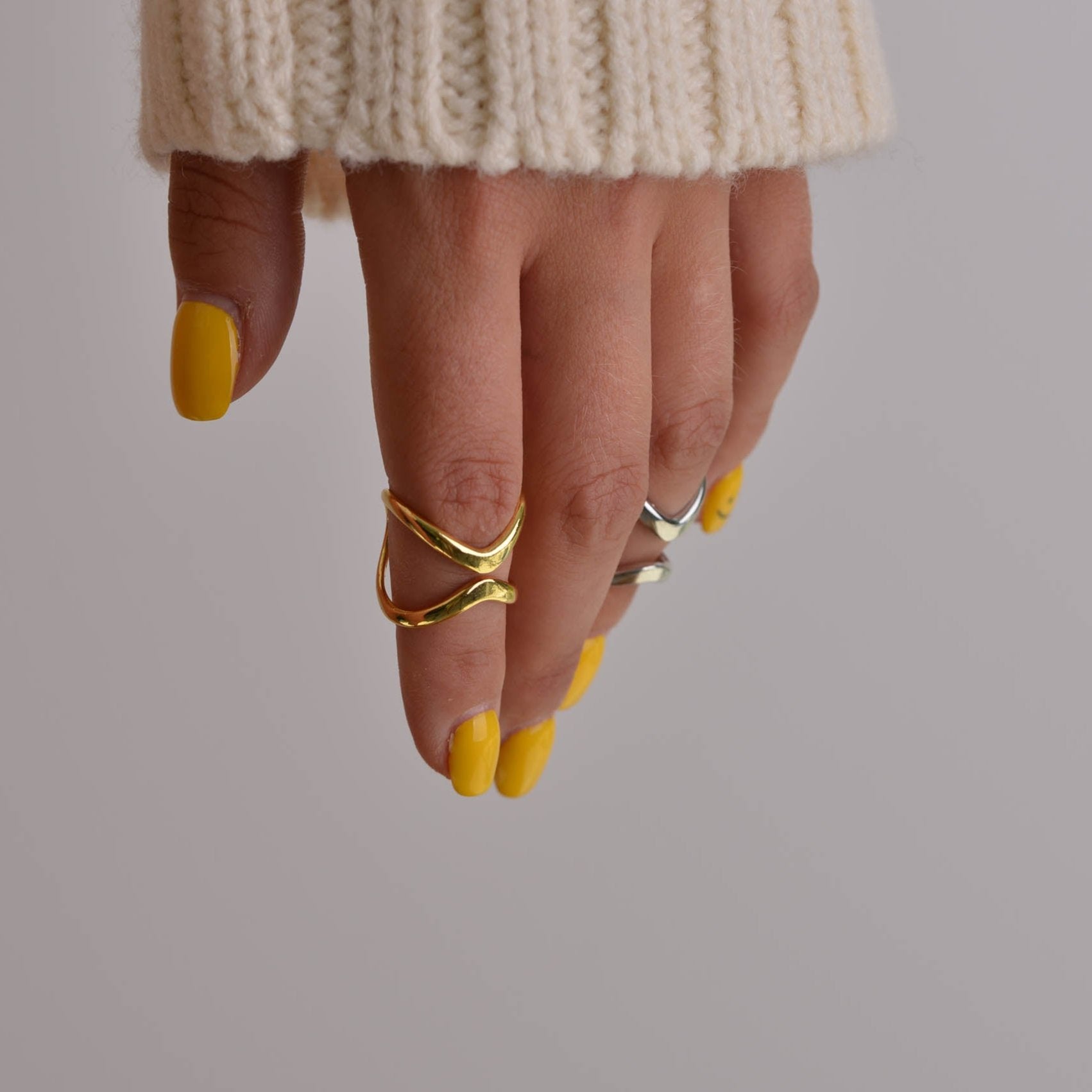 Criss Cross Silver and Gold Irregular Rings