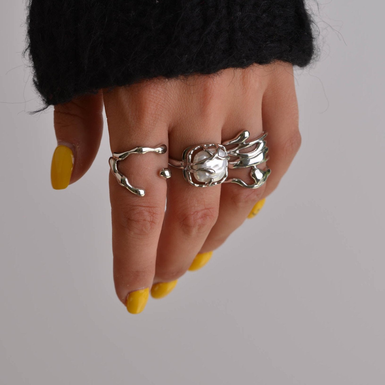 3 Silver Ring set Unisex