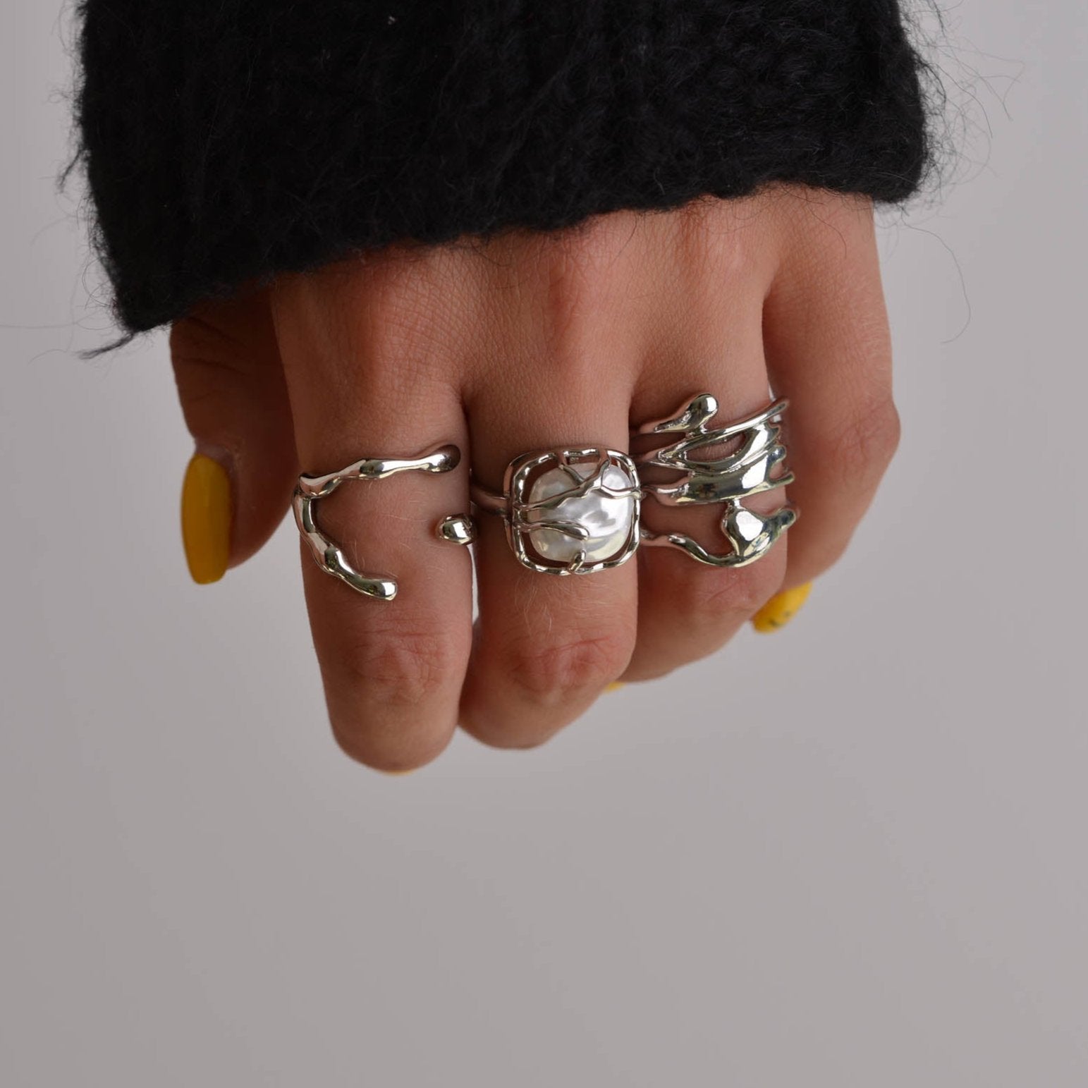 3 Silver Ring set Unisex