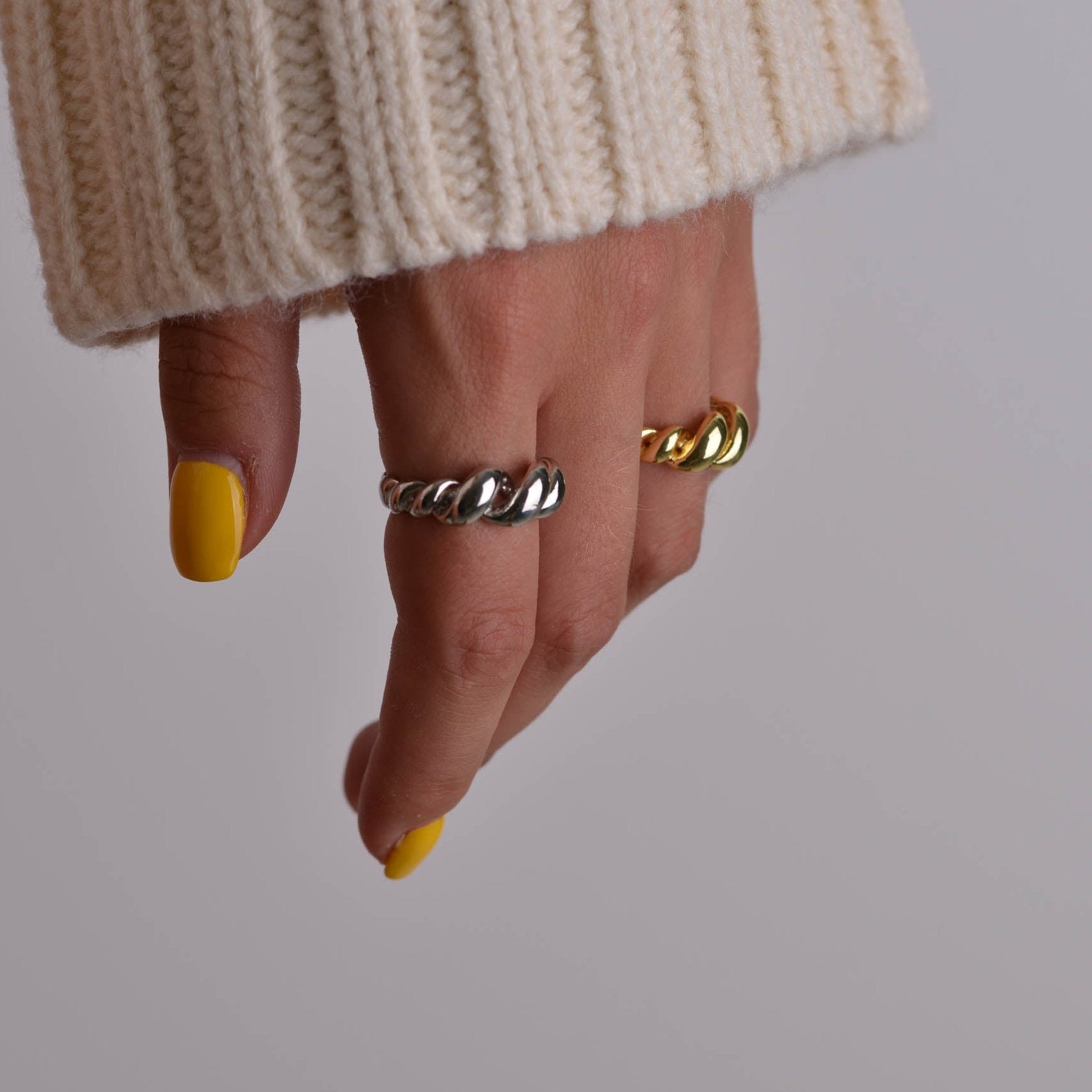 Cruchy Rings Shop Irregular Chunky Rings | Croissant Gold Rings | Ocean Boutique