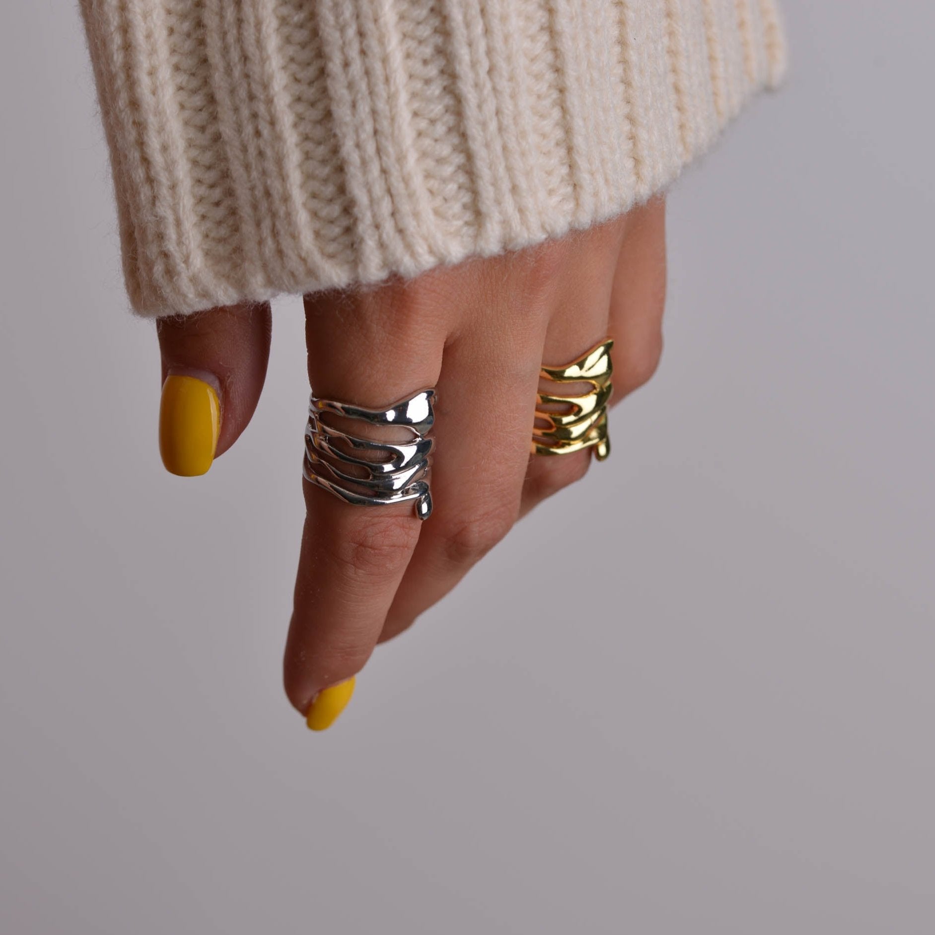 Chunky Dainty Silver and Gold Rings