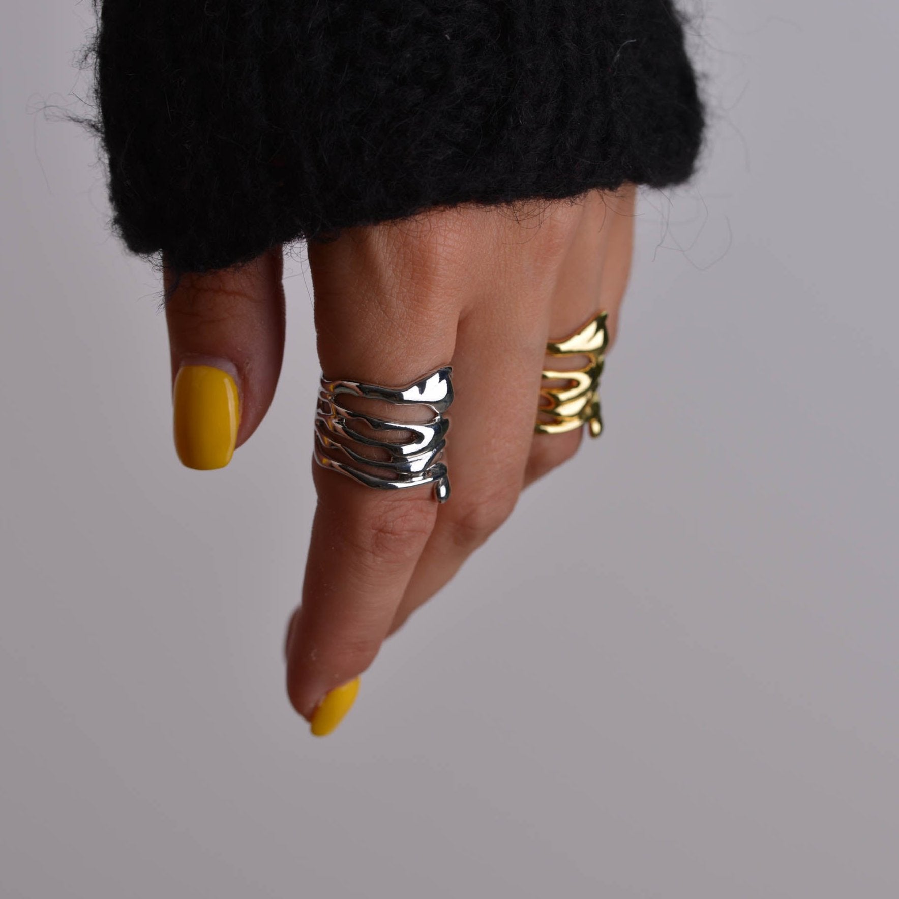 Chunky Dainty Silver and Gold Rings