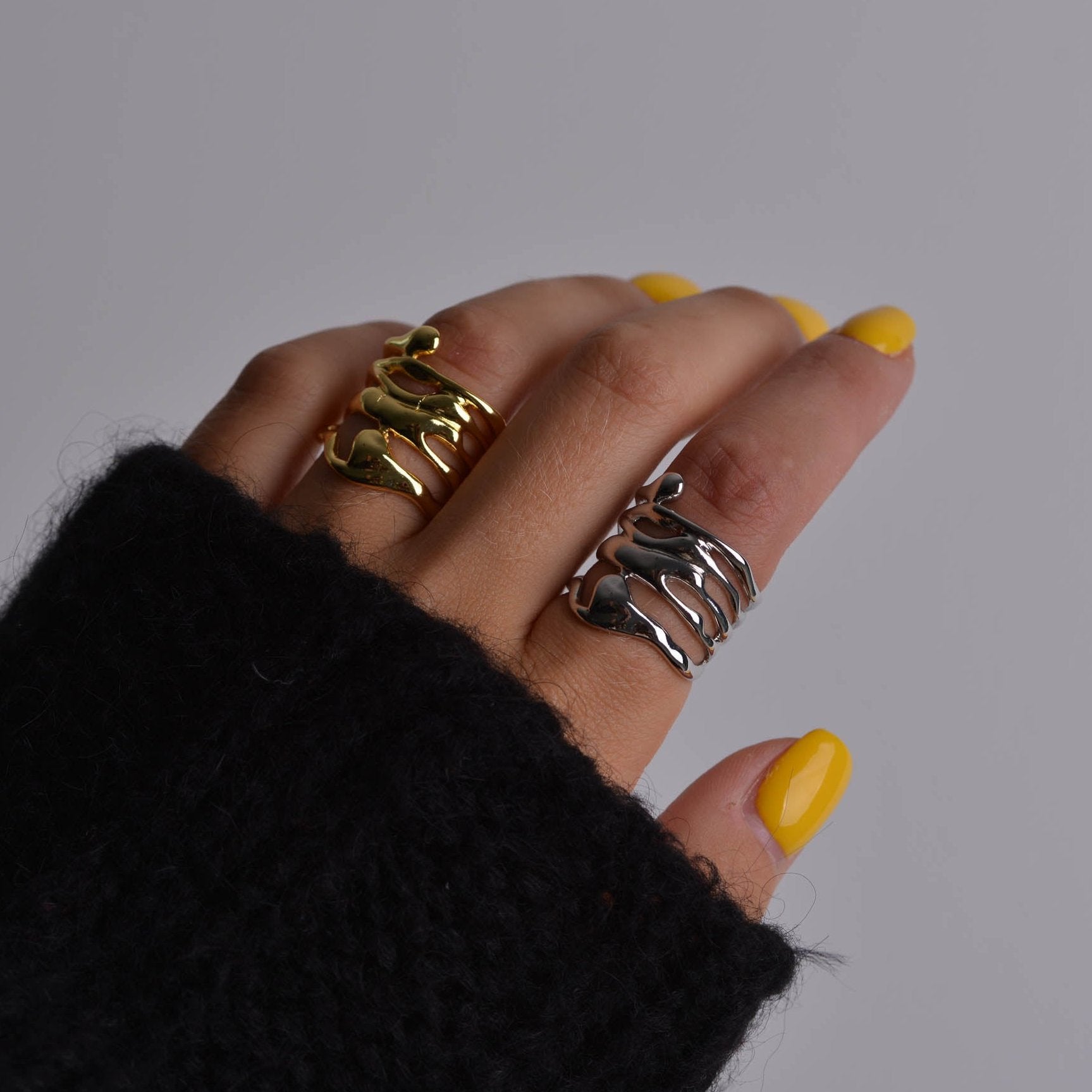 Chunky Dainty Silver and Gold Rings