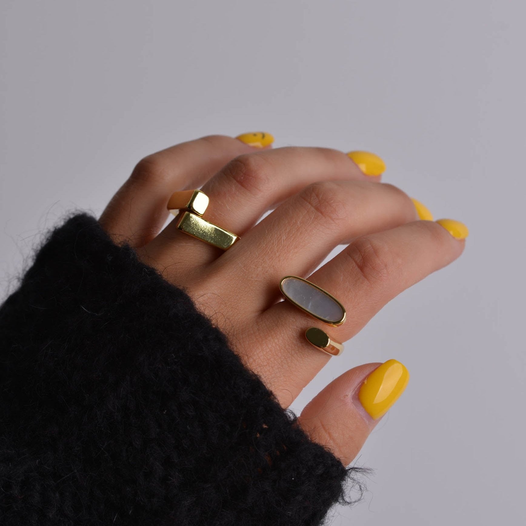 Twisted Gold Bar rings