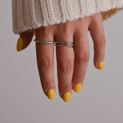 Gold and Silver Two Finger Ring