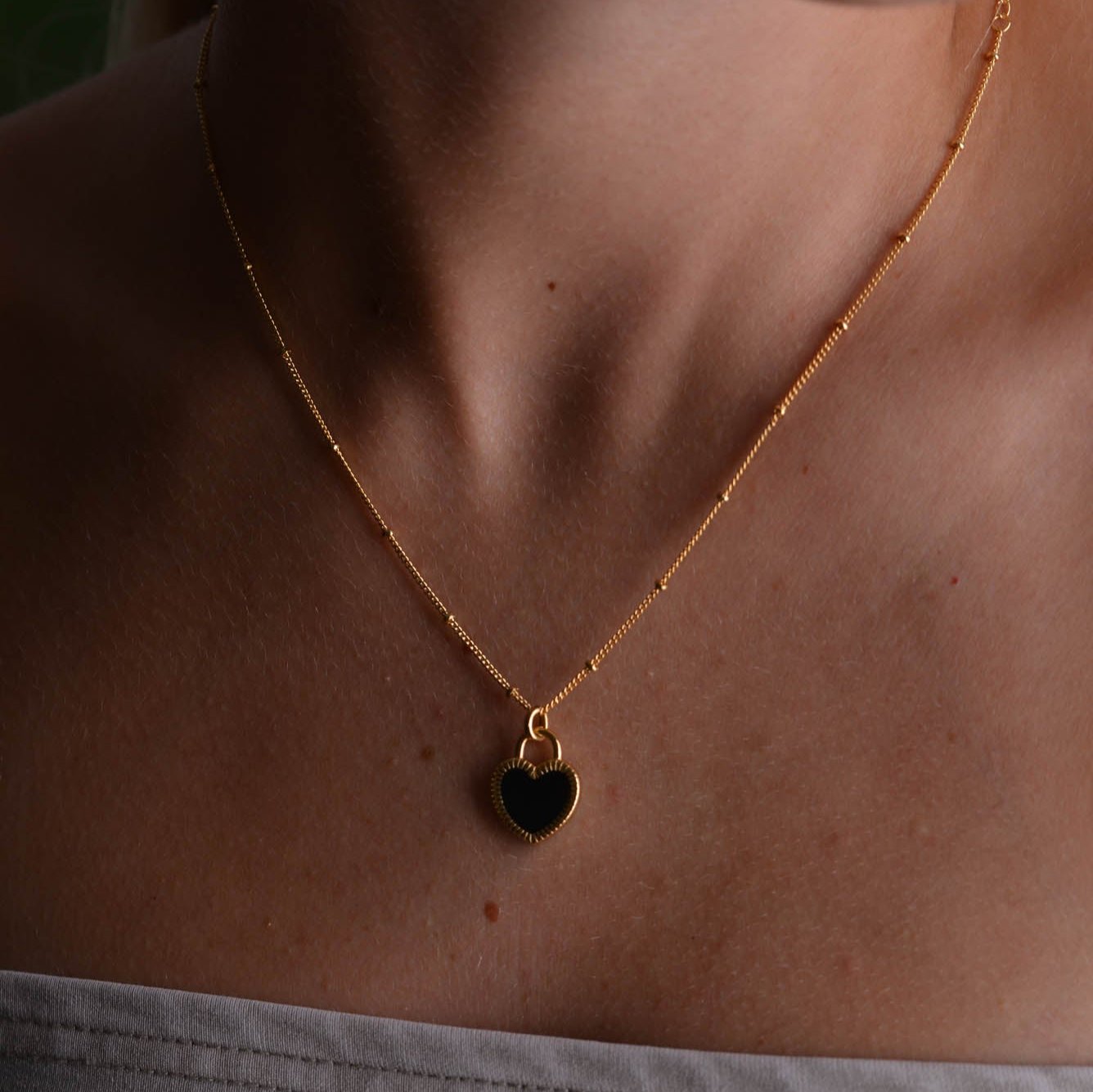 Onyx Heart Necklace