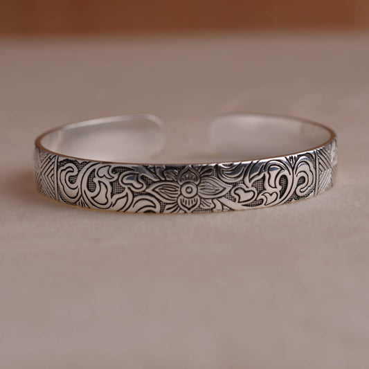 Silver Flower Bangle