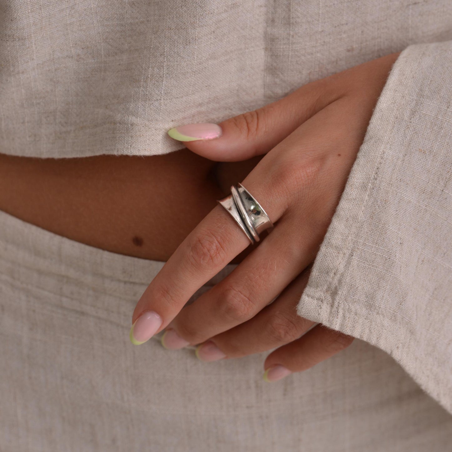 Twisted Chunky Silver Ring
