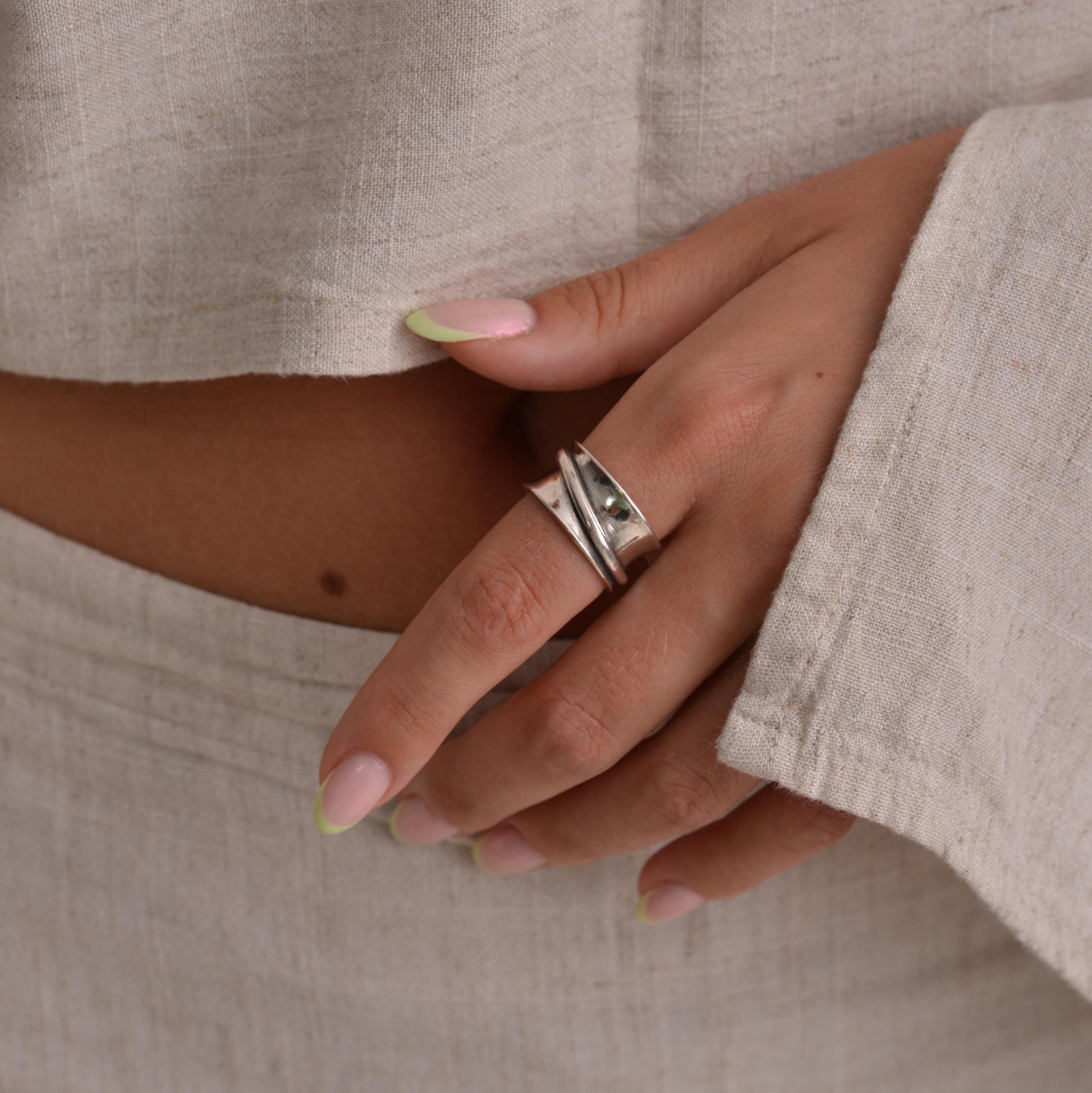 Twisted Chunky Silver Ring