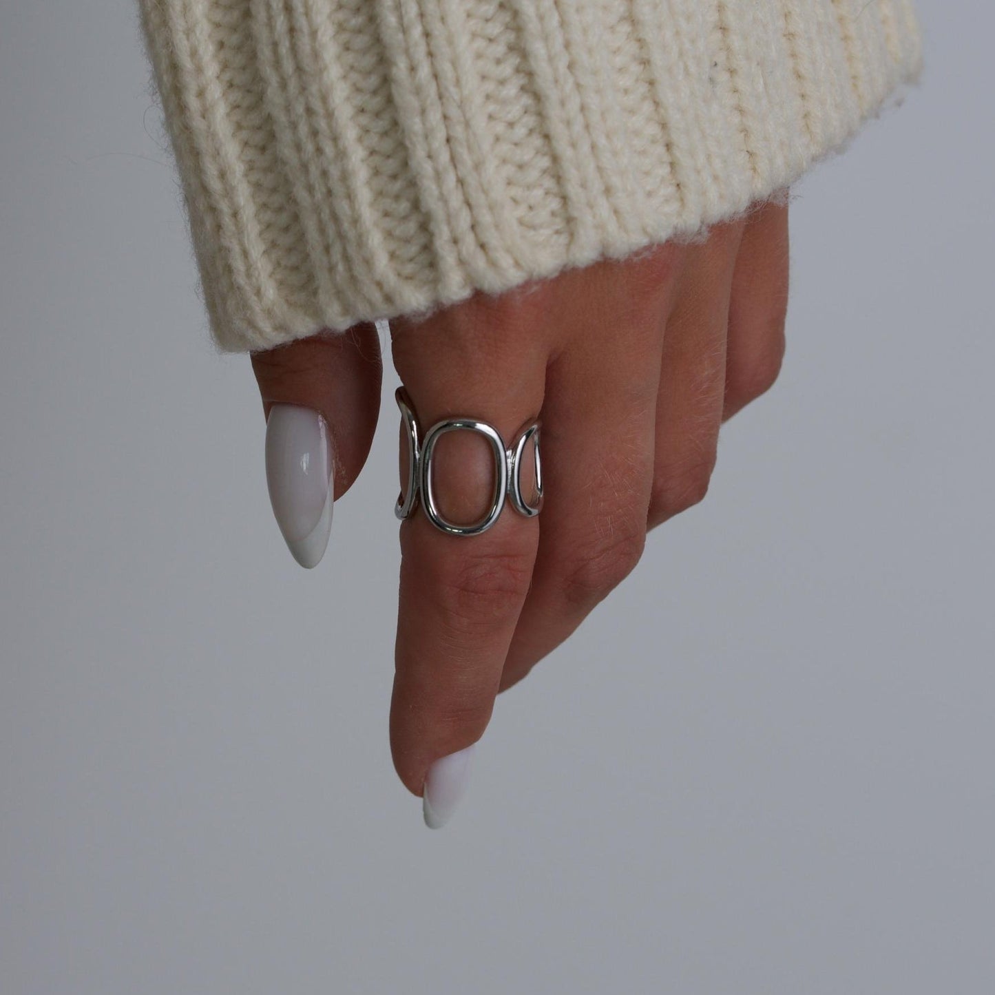 Double Oval Silver Ring 