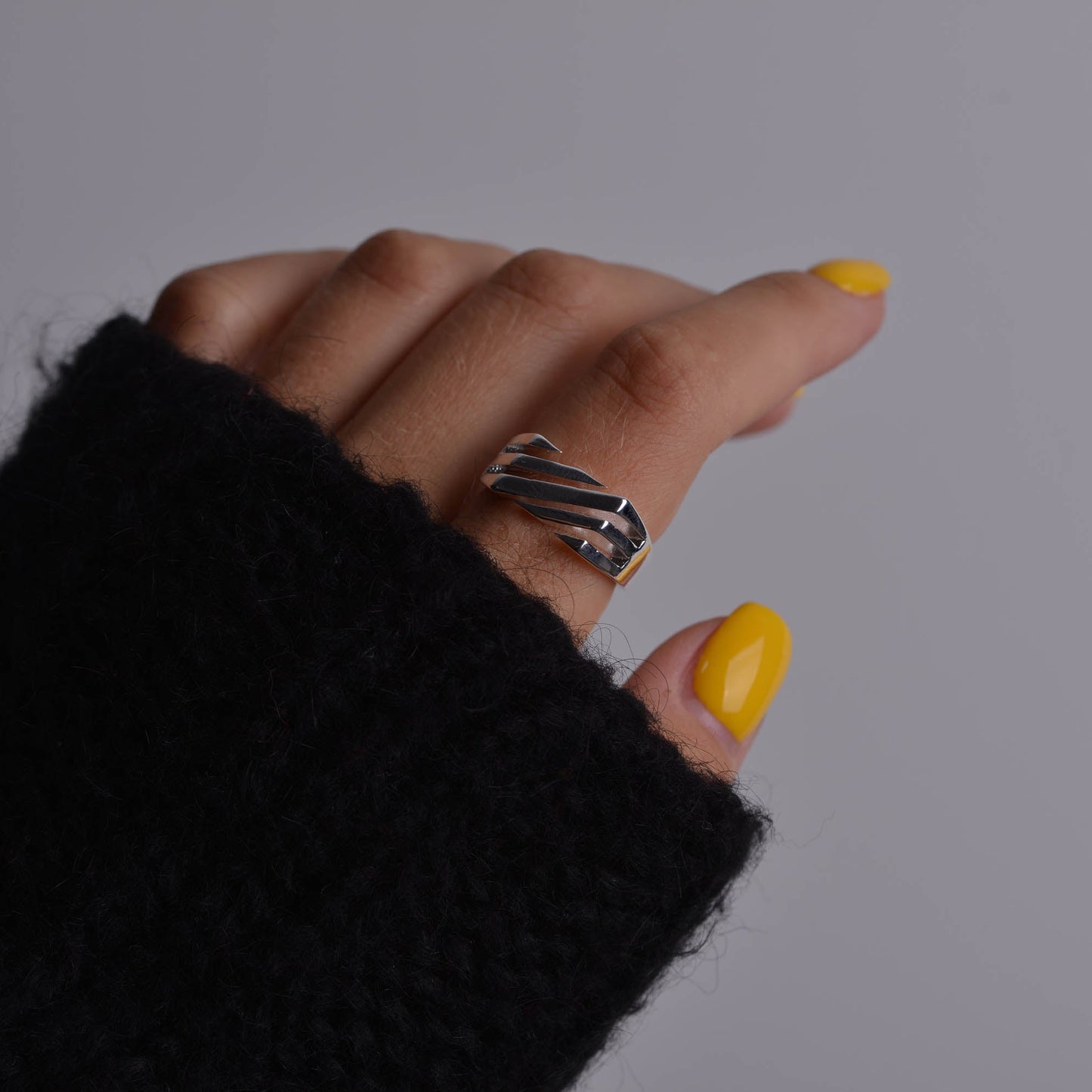 Geometric Silver Abstract Ring