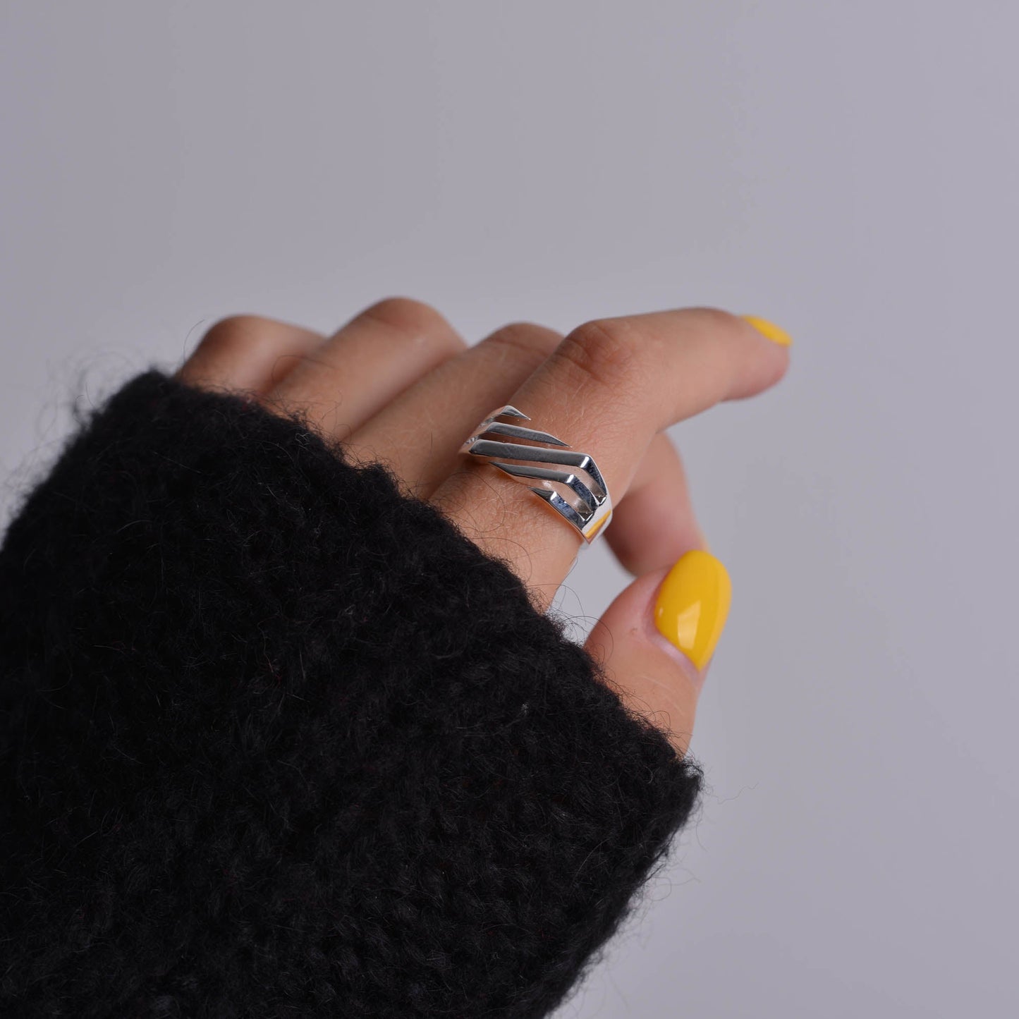 Geometric Silver Abstract Ring