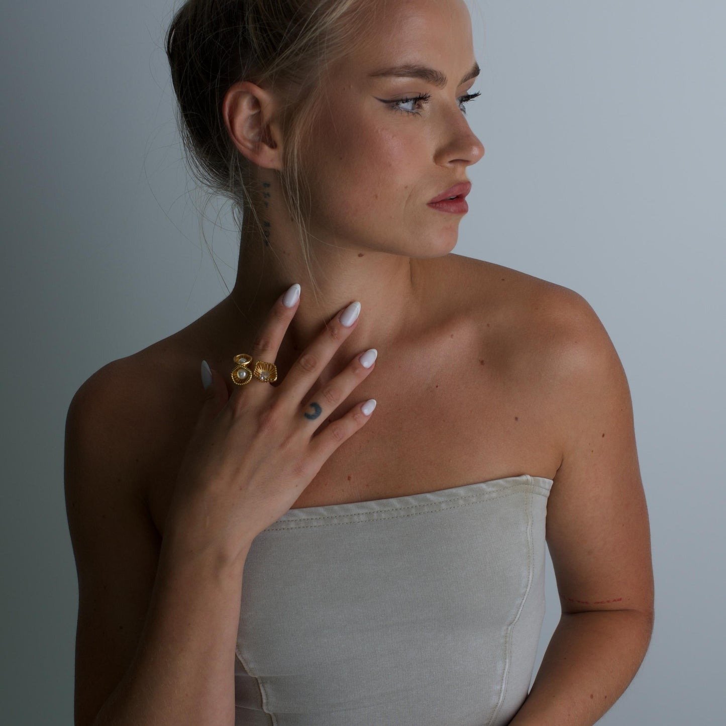 Golden Rope Pearl Adjustable Ring