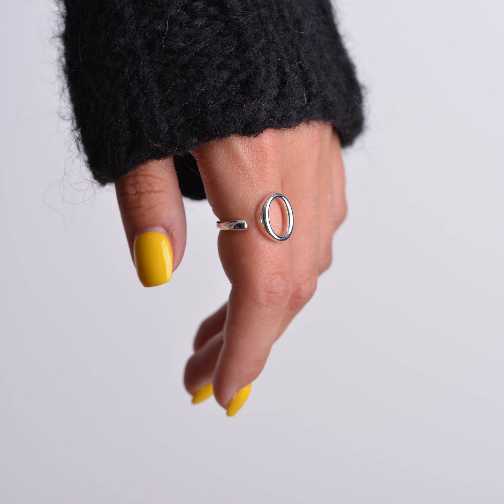 Half Oval Silver Ring