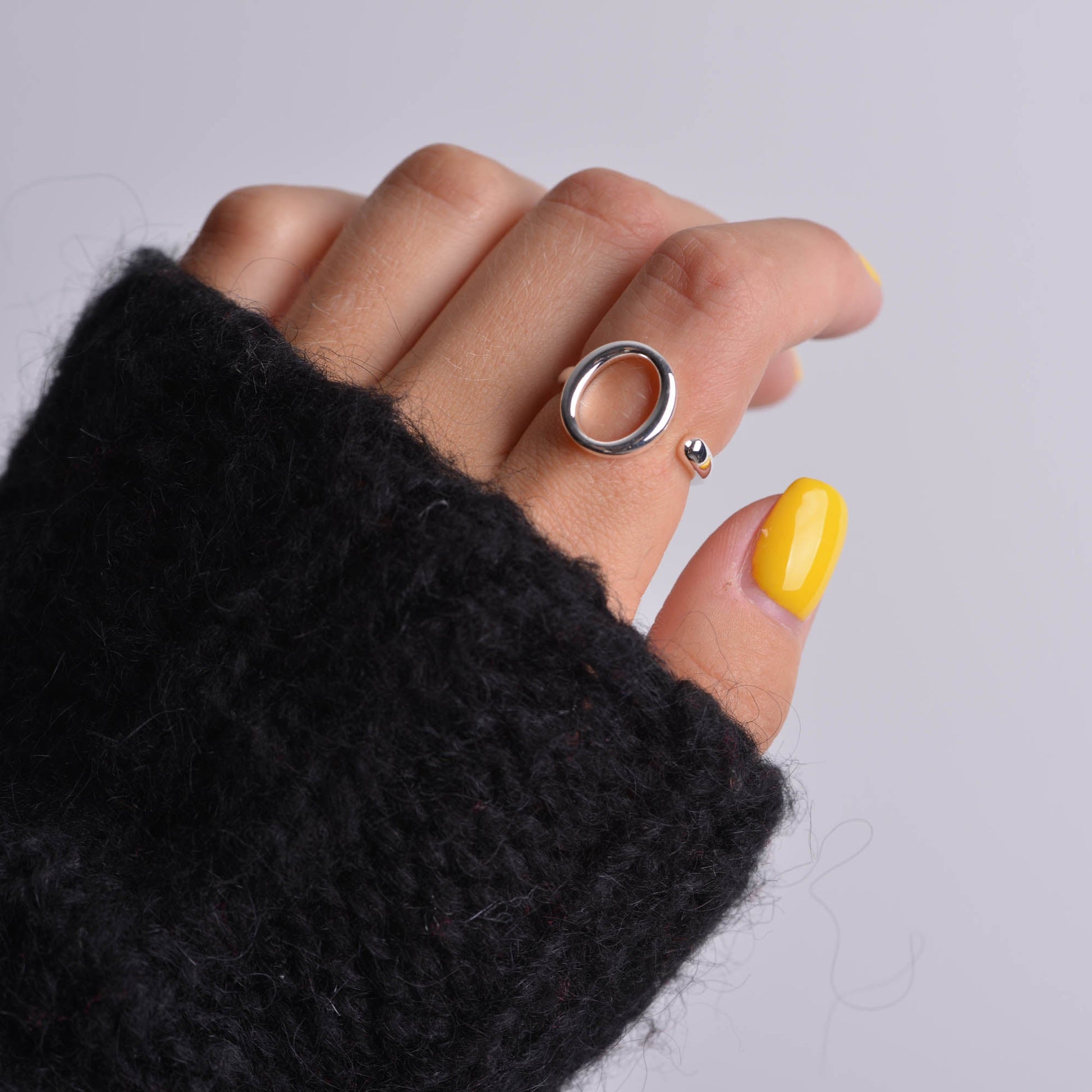 Half Oval Silver Ring