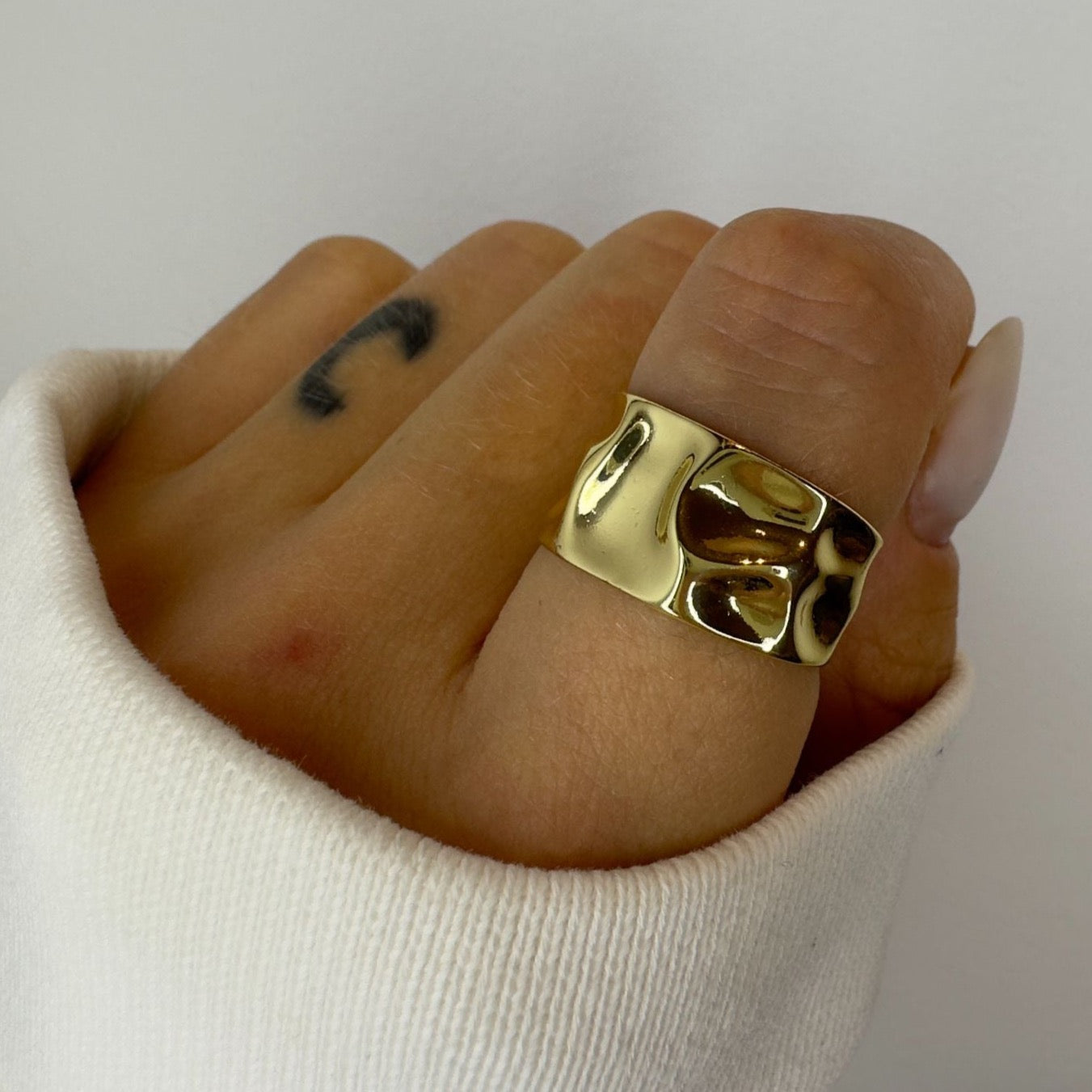 Silver and Gold Hammered Chunky Rings