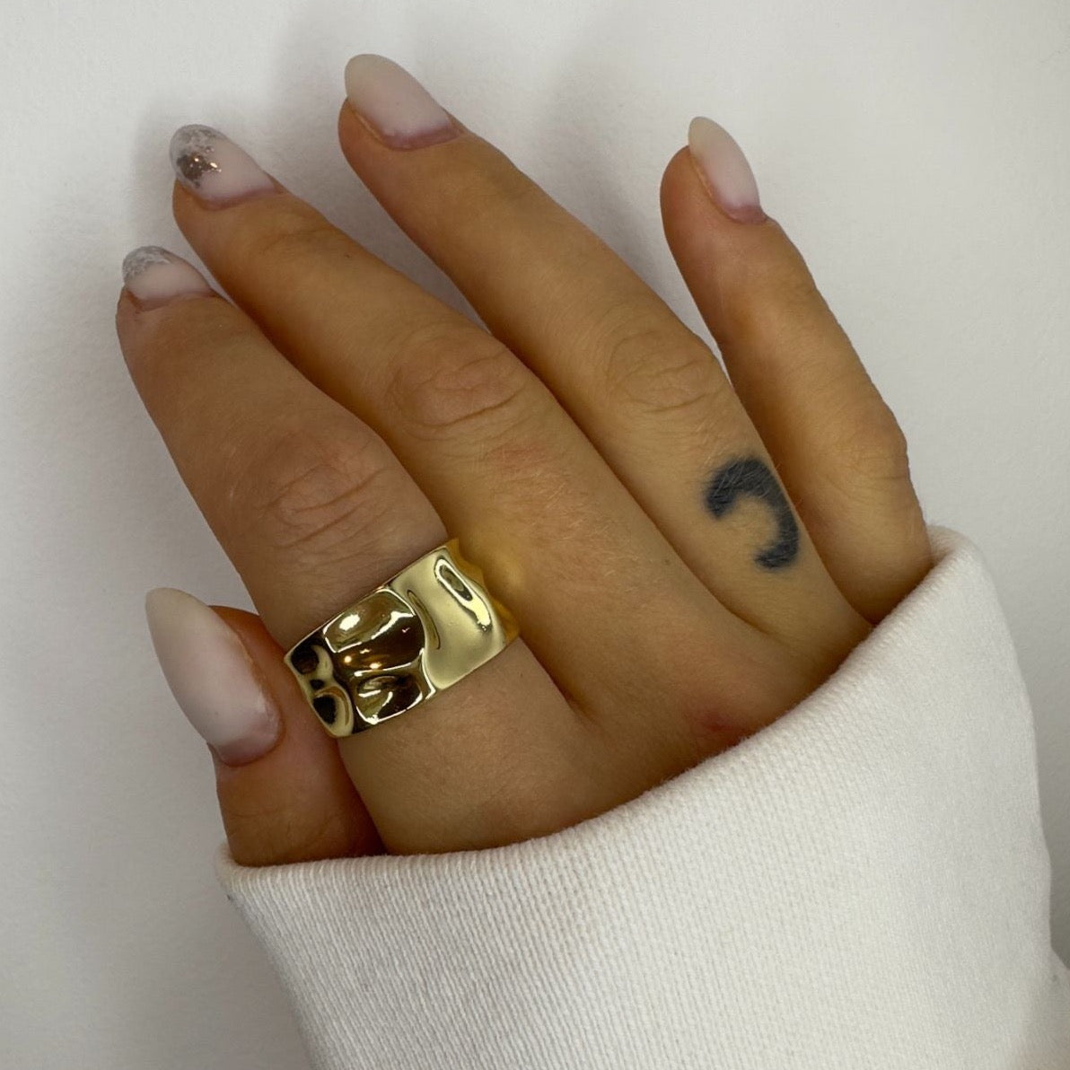 Silver and Gold Hammered Chunky Rings