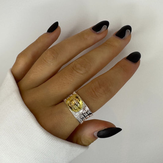 Silver Ring with Gold Head