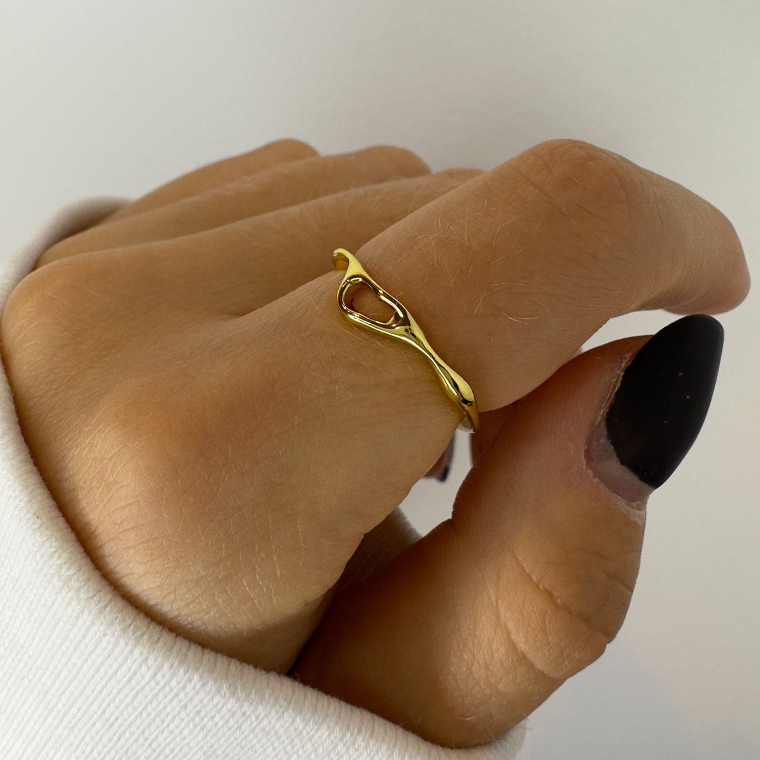 Thin Eye Silver and Gold Ring