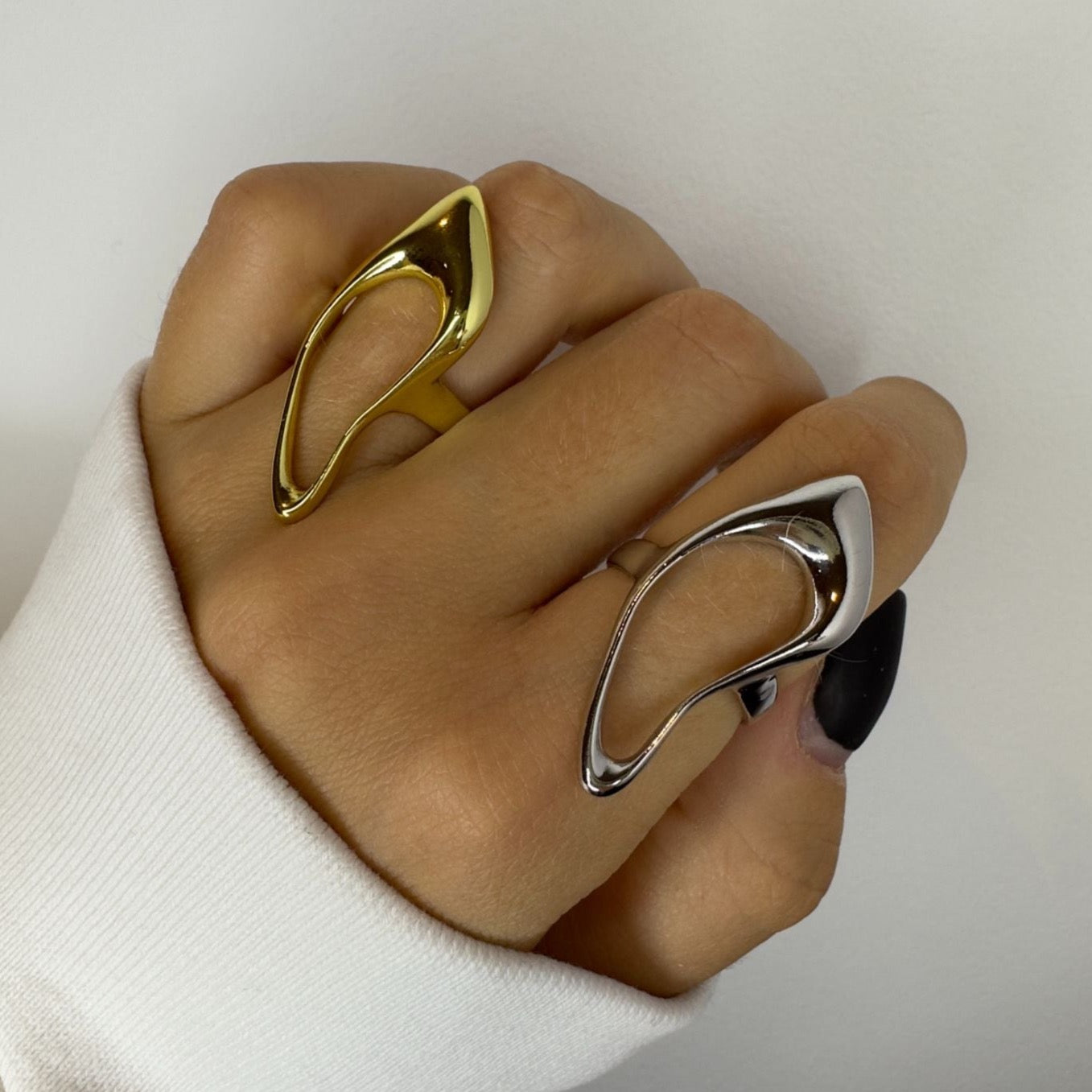 Large Chunky Silver and Gold Ring