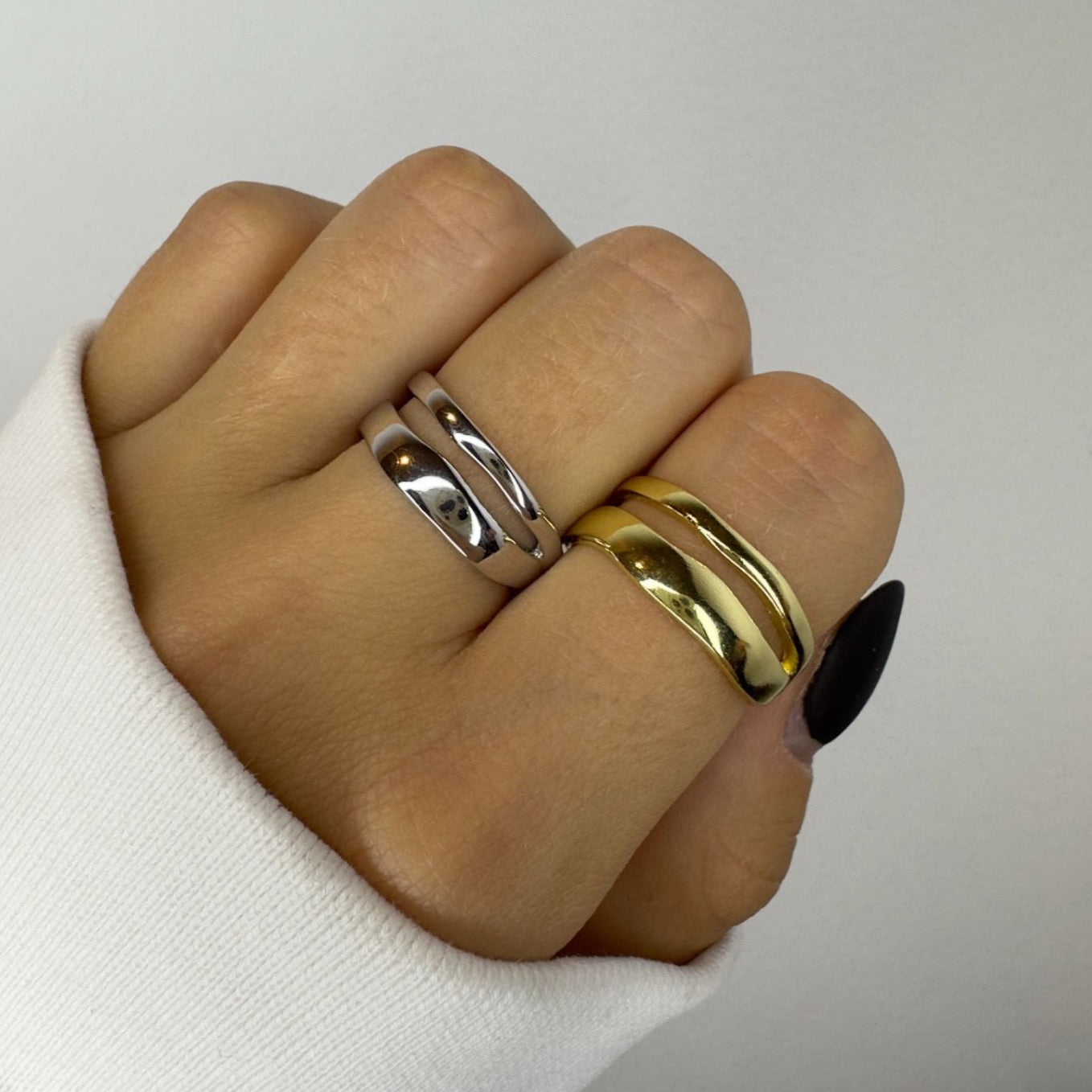 Silver and Gold Double Layer Rings