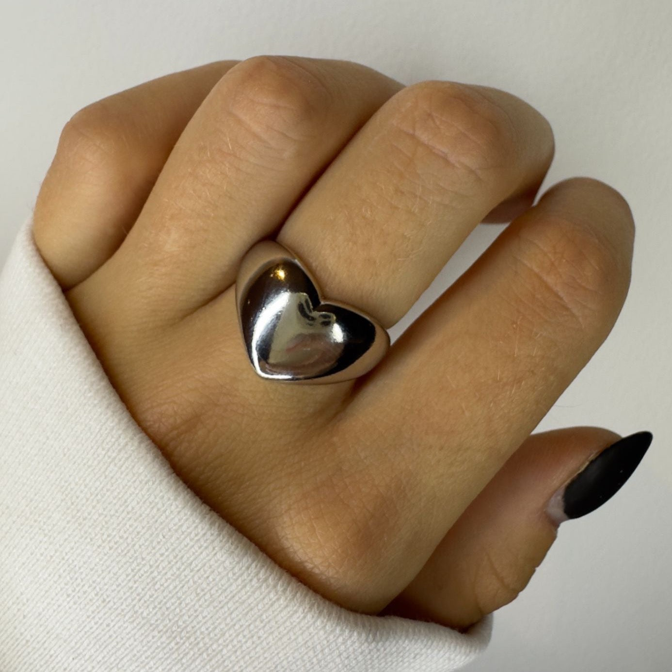 Silver Chunky Heart Ring
