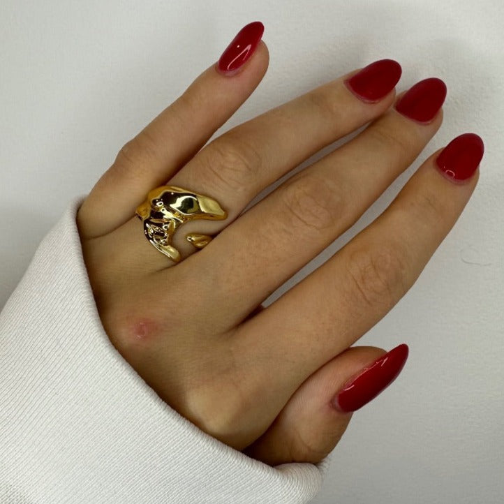 Gold Geometric Adjustable Ring for Women