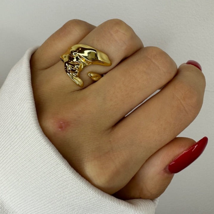 Gold Geometric Adjustable Ring for Women