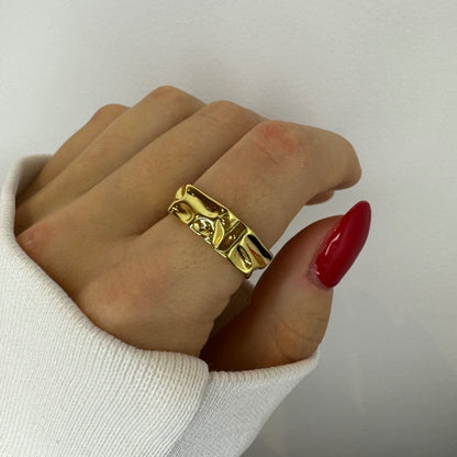 Gold Chunky Textured Ring