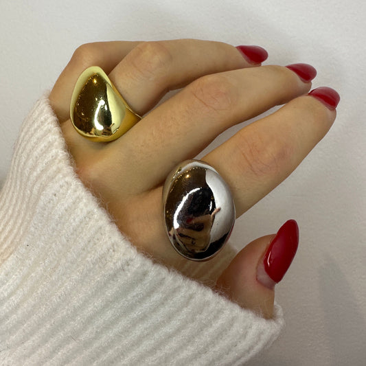 Silver and Gold Thick Chunky Rings