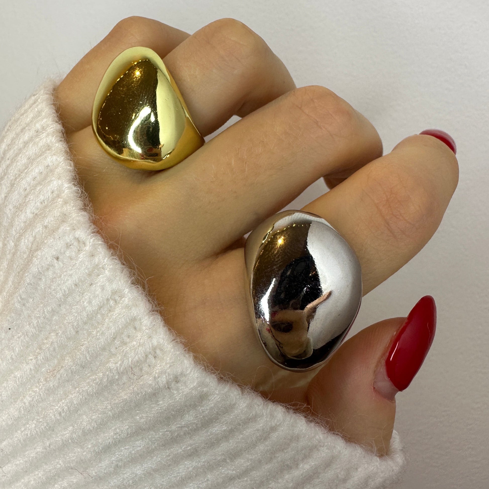 Silver and Gold Thick Chunky Rings